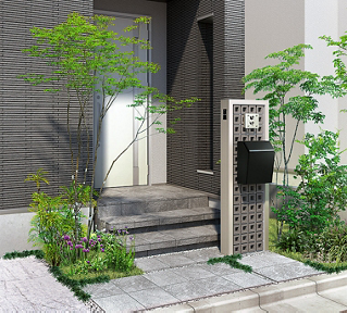 施工例_有孔ﾌﾞﾛｯｸｳｫｰﾙ_ﾌﾚｰﾑﾀｲﾌﾟ_W05_H15_ﾌﾞﾛｯｸ_ｸﾞﾚｰ