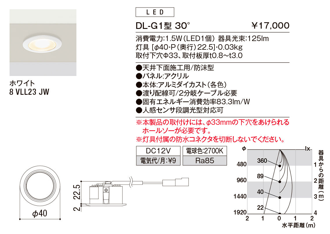 【小組】DL-G1型30°（ｽﾎﾟｯﾄﾗｲﾄ）_ﾎﾜｲﾄ