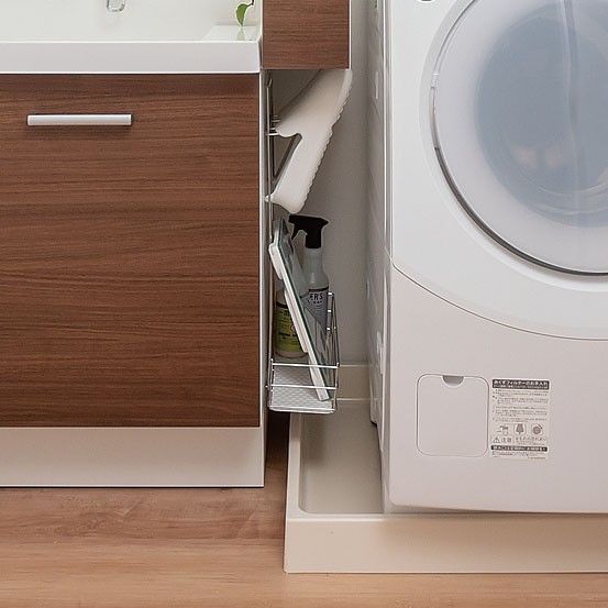 洗濯機パンが大きくてスペースがとれない場合も、洗濯機パン上にかぶせて設置可能