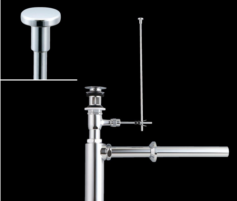 ポップアップ式排水金具(呼び径32mm)_壁排水ボトルトラップ(排水口カバー付)