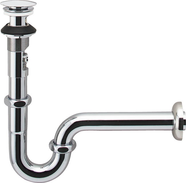ポップアップ式排水金具(ワイヤータイプ・呼び径32mm)_壁排水Pトラップ(排水口カバー付)