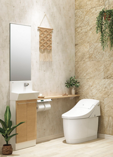流線的なデザインでトイレ空間を演出、キレイ機能も搭載したプレアスシリーズ_プレアスHSタイプ